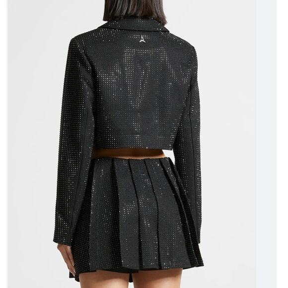 Maniere De Voir Cropped Blazer Rhinestone Size US6 Black - Picture 8 of 8